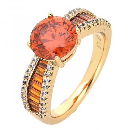 PIERŚCIONEK POZŁACANY 8 MM LUXURY GRANAT XUPING 54254