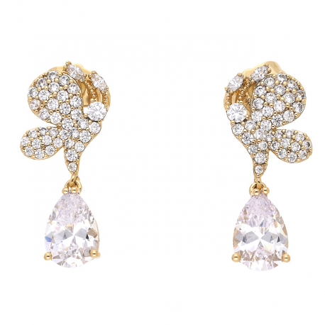 KOLCZYKI POZŁACANE 27/11 MM BRYLANTOWE LUXURY XUPING 54684