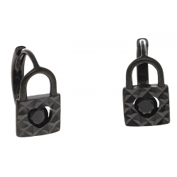 KOLCZYKI BLACK 12/7 MM KŁÓDKA Z BRYLANTEM XUPING 54939