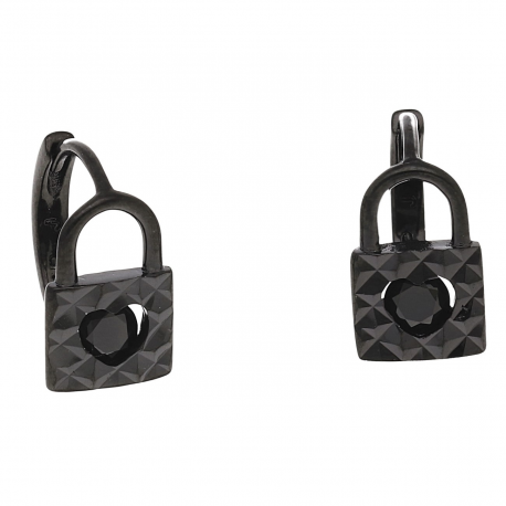 KOLCZYKI BLACK 12/7 MM KŁÓDKA Z BRYLANTEM XUPING 54939