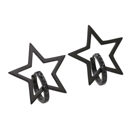 KOLCZYKI BLACK 23/23 MM CZARNE GWIAZDY XUPING 54944