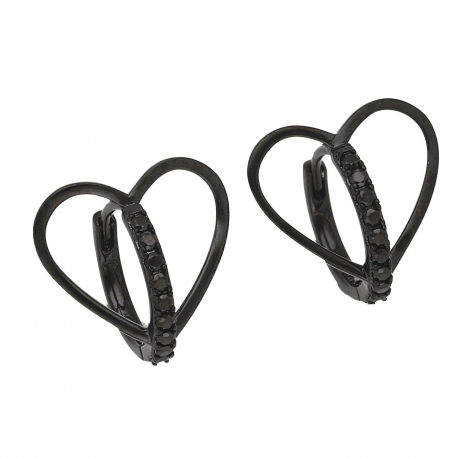 KOLCZYKI BLACK 15/15 MM CZARNE SERCA XUPING 54946