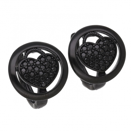 KOLCZYKI BLACK 15/16 MM BRYLANTOWE SERCA XUPING 54949