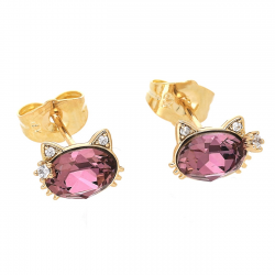 KOLCZYKI POZŁACANE 8/11 MM ROSE CRYSTAL XUPING 55014