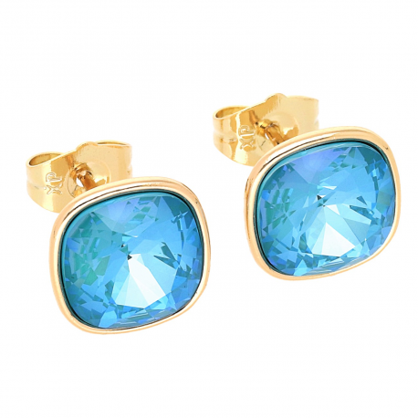 KOLCZYKI POZŁACANE 12 MM LOTUS BLUE DELITE CRYSTAL XUPING 55025