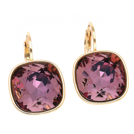 KOLCZYKI POZŁACANE 21/14 MM FUCHSIA CRYSTAL XUPING 55029