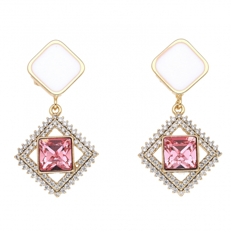 KOLCZYKI POZŁACANE 29/16 MM ROSE LIGHT CRYSTAL XUPING 55056