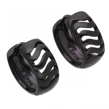 KOLCZYKI BLACK 15/7 MM AŻUROWE KÓŁKA XUPING 55285