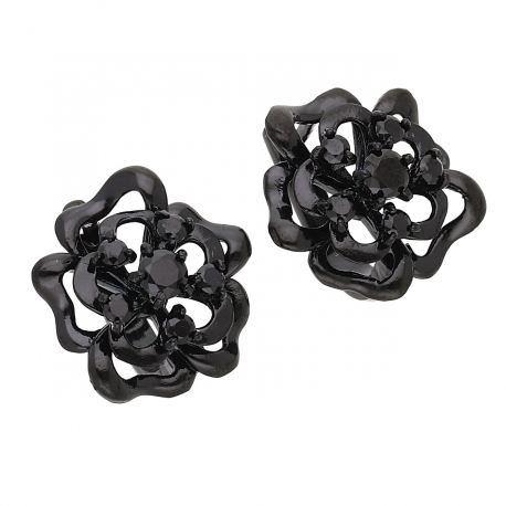 KOLCZYKI BLACK 15/14 MM BRYLANTOWA RÓŻA XUPING 55289