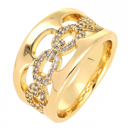 PIERŚCIONEK POZŁACANY 12 MM BRYLANTOWA PANCERKA XUPING 55517