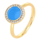 PIERŚCIONEK POZŁACANY 10 MM NIEBIESKA EMALIA XUPING 55523