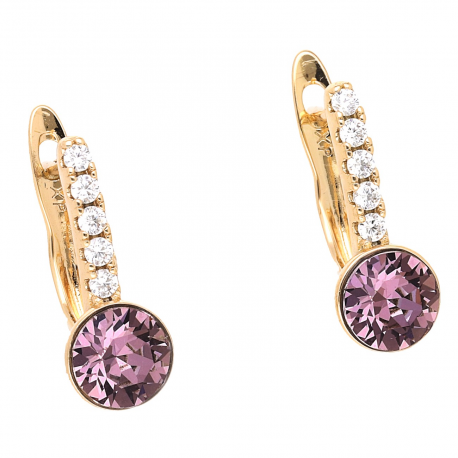 KOLCZYKI POZŁACANE 18/7 MM ROSE CRYSTAL XUPING 55564