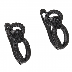 KOLCZYKI 15/7 MM CZARNE BRYLANCIKI XUPING 55604