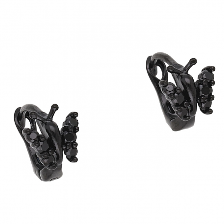 KOLCZYKI 9/7 MM CZARNE BRYLANTOWE MOTYLKI XUPING 55613