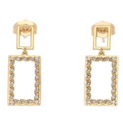 KOLCZYKI POZŁACANE 28/11 MM BRYLANTOWY PROSTOKĄT XUPING 55623