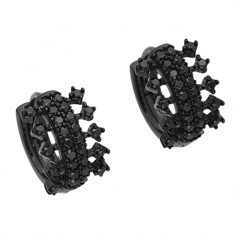 KOLCZYKI BLACK 12/8 MM BRYLANTOWE KÓŁECZKA XUPING 56040