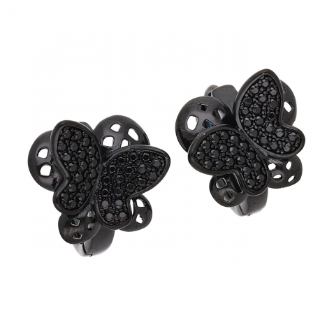 KOLCZYKI BLACK 14/13 MM BRYLANTOWE MOTYLE XUPING 56041