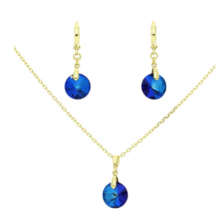 CELEBRYKA POZŁACANA 14 K 41+5 CM Z KOLCZYKAMI 30/10 MM SAPPHIRE CRYSTAL XUPING 56089