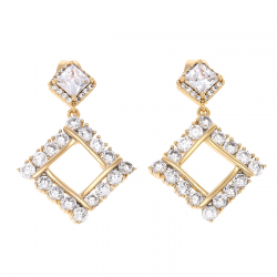 KOLCZYKI POZŁACANE 34/23 MM BRYLANTOWE ROMBY XUPING 57105