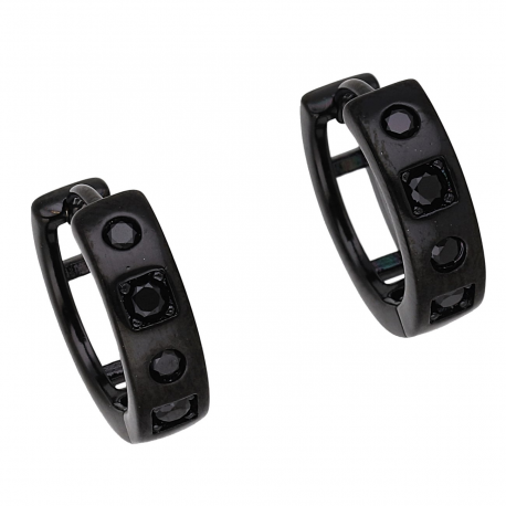 KOLCZYKI BLACK 15/5 MM KÓŁKA Z CZARNYMI BRYLANTAMI XUPING 57109