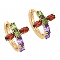 KOLCZYKI POZŁACANE 16/13 MM KOLOROWY KRZYŻYK XUPING 57116