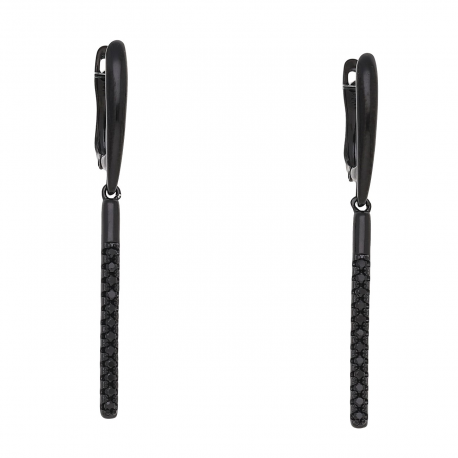 KOLCZYKI 44/2 MM CZARNA PAŁKA Z BRYLANTAMI XUPING 57408