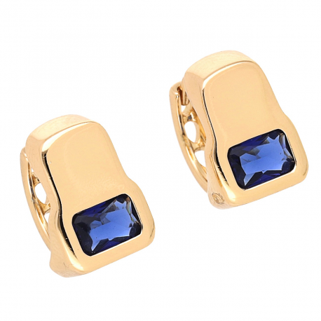 KOLCZYKI POZŁACANE 13/9 MM SZAFIROWA BAGIETA XUPING 57440