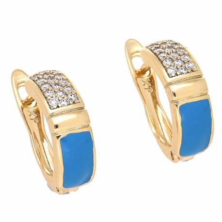 KOLCZYKI POZŁACANE 14/5 MM BŁĘKITNA EMALIA XUPING 57706