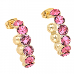 KOLCZYKI POZŁACANE 21/5 MM ROSE CRYSTAL XUPING 57897