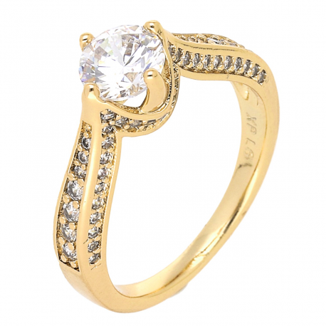 PIERŚCIONEK POZŁACANY 7 MM BRYLANT ZARĘCZYNOWY XUPING 58751