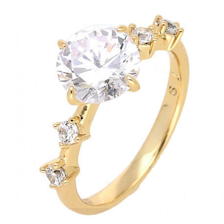 PIERŚCIONEK POZŁACANY 10 MM BRYLANT ZARĘCZYNOWY XUPING 59008