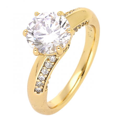 PIERŚCIONEK POZŁACANY 8 MM BRYLANT ZARĘCZYNOWY XUPING 59768