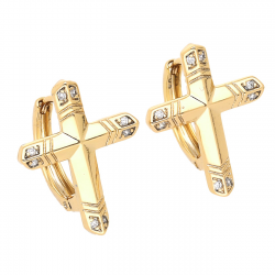 KOLCZYKI POZŁACANE 21/16 MM KRZYŻYKI XUPING 60068