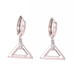 KOLCZYKI PLATYNOWANE 27/17 MM SREBRNY TRÓJKĄCIK XUPING 60150