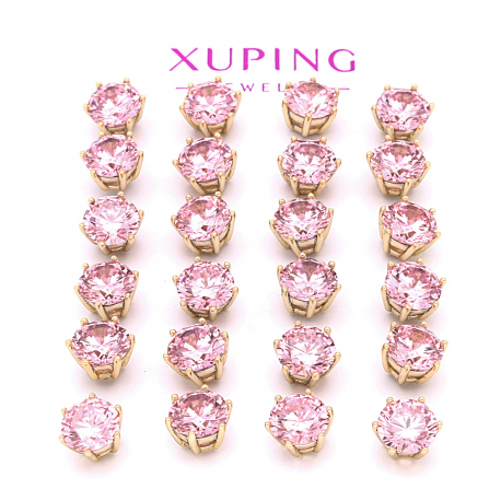 KOLCZYKI POZŁACANE 7 MM RÓŻOWY BRYLANT XUPING 60173