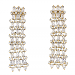 KOLCZYKI POZŁACANE 44/13 MM BRYLANTOWA FIRANA XUPING 60415