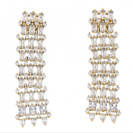 KOLCZYKI POZŁACANE 44/13 MM BRYLANTOWA FIRANA XUPING 60415