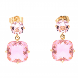 KOLCZYKI POZŁACANE 24/14 MM RÓŻOWE BRYLANTY XUPING 60421