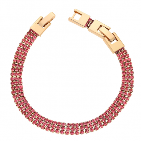 BRANSOLETKA POZŁACANA 18,5-16 CM 6 MM RUBINY XUPING 60762