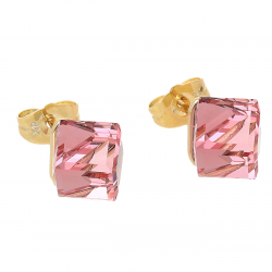 KOLCZYKI POZŁACANE 12/10 MM ROSE CRYSTAL XUPING 61059