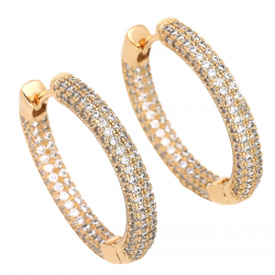 KOLCZYKI POZŁACANE 27/3,5 MM BRYLANTOWE LUXURY XUPING 61310