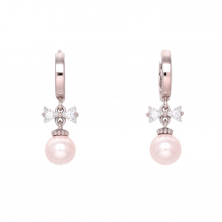 KOLCZYKI PLATYNOWANE 22/7 MM PERŁA Z KOKARDKĄ XUPING 61312