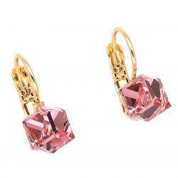 KOLCZYKI POZŁACANE 16/8 MM ROSE CRYSTAL XUPING 61950