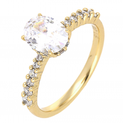 PIERŚCIONEK POZŁACANY 8 MM BRYLANT XUPING 62008