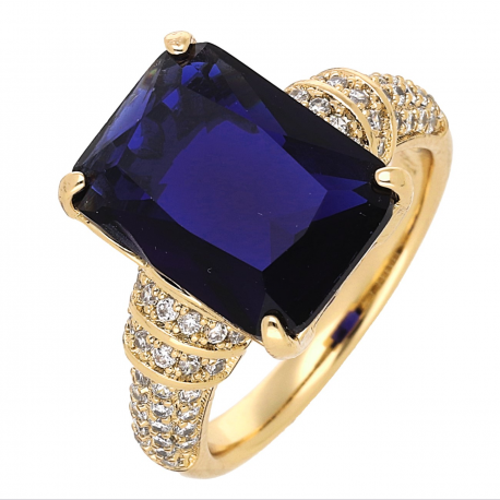 PIERŚCIONEK POZŁACANY 14 MM SAPPHIRE ELEGANCE XUPING 62014