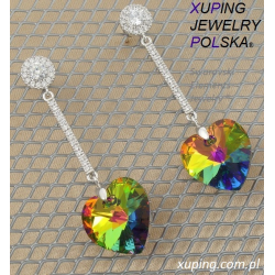 KOLCZYKI RODOWANE SERDUSZKA WISZĄCE VITRAL MEDIUM CRYSTAL FROM SWAROVSKI® XUPING 3334