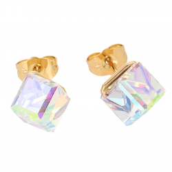KOLCZYKI POZŁACANE 11 MM AURORE CUBE CRYSTAL XUPING 62731