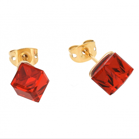 KOLCZYKI POZŁACANE 8 MM SIAM CUBE CRYSTAL XUPING 62734