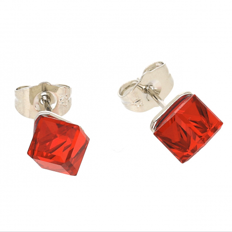 KOLCZYKI PLATYNOWANE 8 MM SIAM CUBE CRYSTAL XUPING 62742