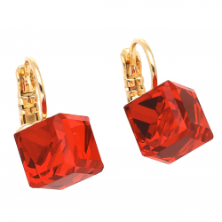 KOLCZYKI POZŁACANE 16/11 MM SIAM CUBE CRYSTAL XUPING 62747